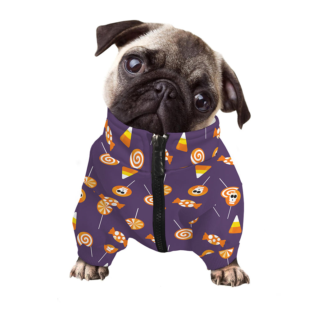 Cute Halloween Candy Pattern Print Dog Zip Up Jacket