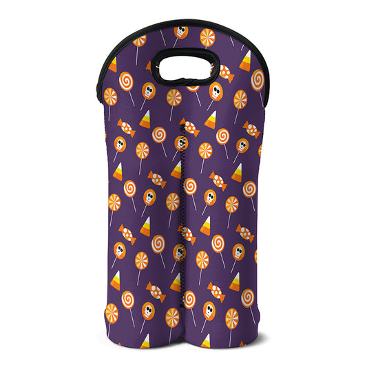 Cute Halloween Candy Pattern Print Double Neoprene Wine Tote