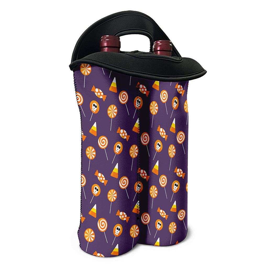 Cute Halloween Candy Pattern Print Double Neoprene Wine Tote