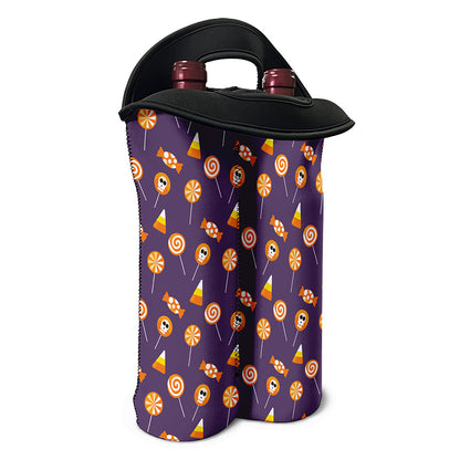 Cute Halloween Candy Pattern Print Double Neoprene Wine Tote