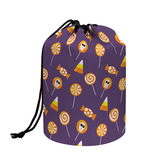 Cute Halloween Candy Pattern Print Drawstring Makeup Bag