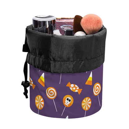 Cute Halloween Candy Pattern Print Drawstring Makeup Bag