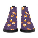 Cute Halloween Candy Pattern Print Flat Ankle Boots