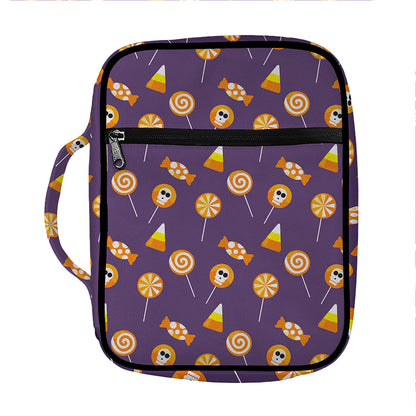 Cute Halloween Candy Pattern Print Front Pocket Bible Bag