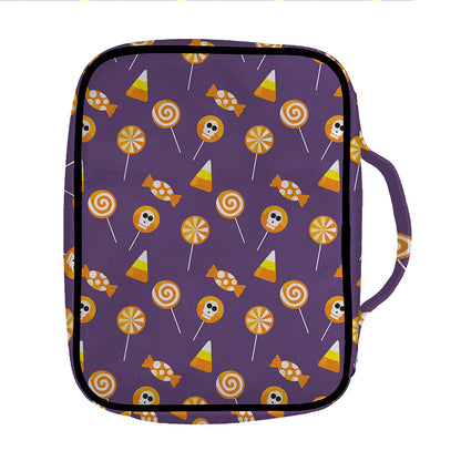 Cute Halloween Candy Pattern Print Front Pocket Bible Bag