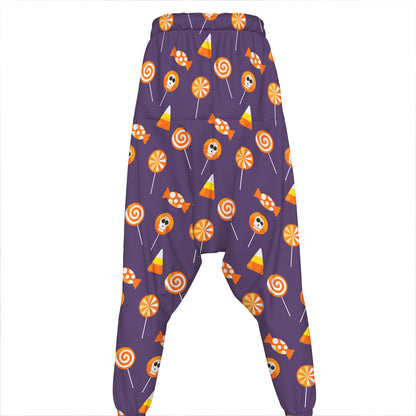 Cute Halloween Candy Pattern Print Hammer Pants