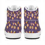 Cute Halloween Candy Pattern Print High Top Leather Sneakers