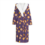 Cute Halloween Candy Pattern Print Hooded Bathrobe