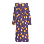 Cute Halloween Candy Pattern Print Hooded Bathrobe