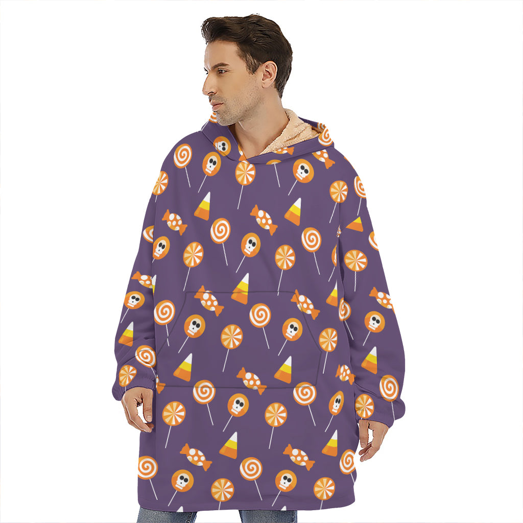 Cute Halloween Candy Pattern Print Hoodie Blanket