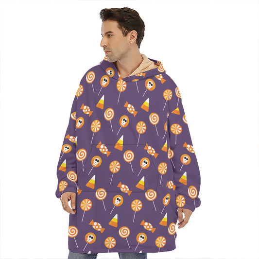 Cute Halloween Candy Pattern Print Hoodie Blanket