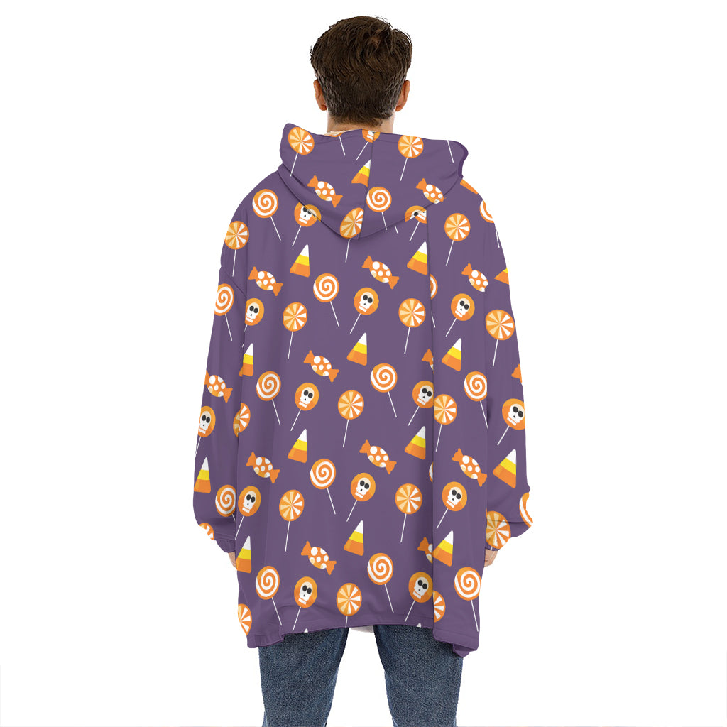 Cute Halloween Candy Pattern Print Hoodie Blanket