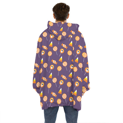Cute Halloween Candy Pattern Print Hoodie Blanket