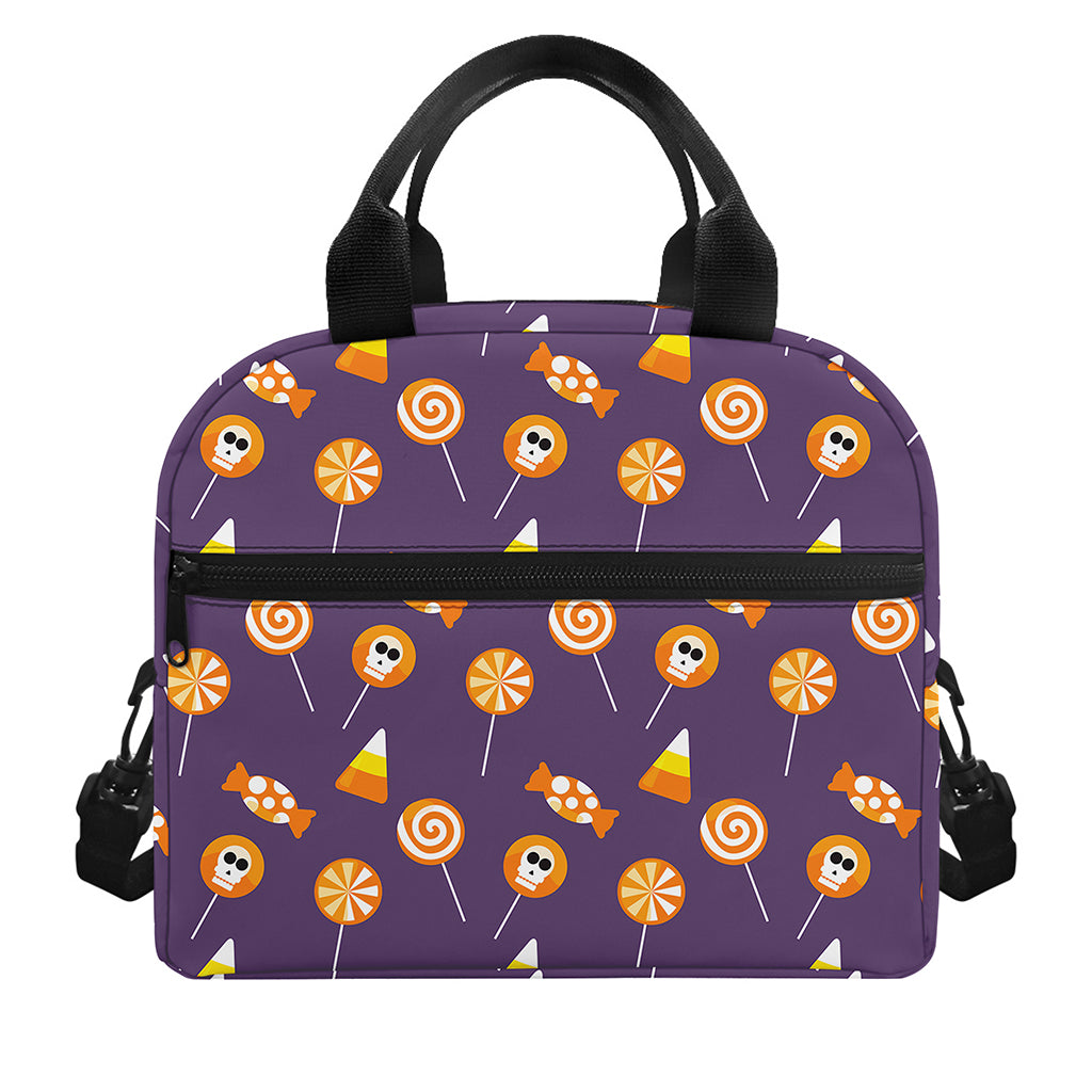 Cute Halloween Candy Pattern Print Insulated Lunch Bag