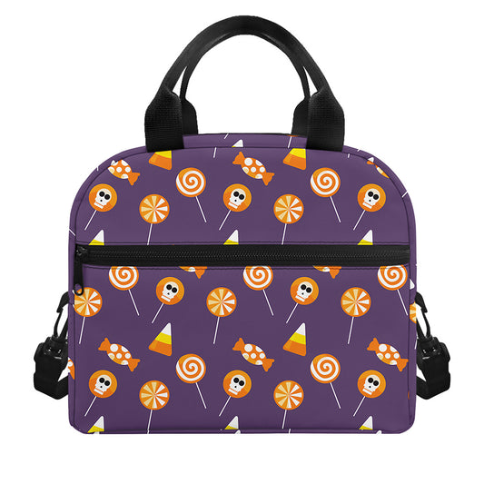 Cute Halloween Candy Pattern Print Insulated Lunch Bag