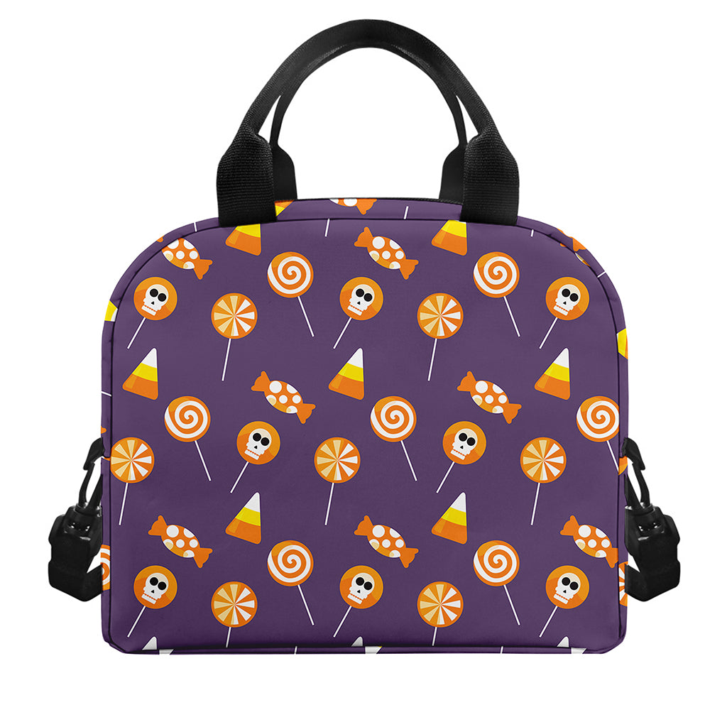 Cute Halloween Candy Pattern Print Insulated Lunch Bag