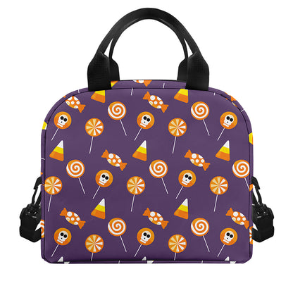 Cute Halloween Candy Pattern Print Insulated Lunch Bag