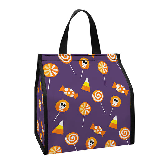 Cute Halloween Candy Pattern Print Insulated Lunch Tote