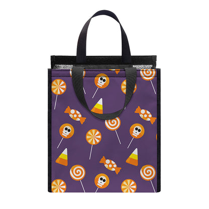 Cute Halloween Candy Pattern Print Insulated Lunch Tote