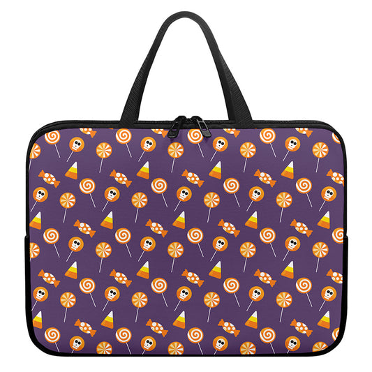 Cute Halloween Candy Pattern Print Laptop Sleeve With Handle
