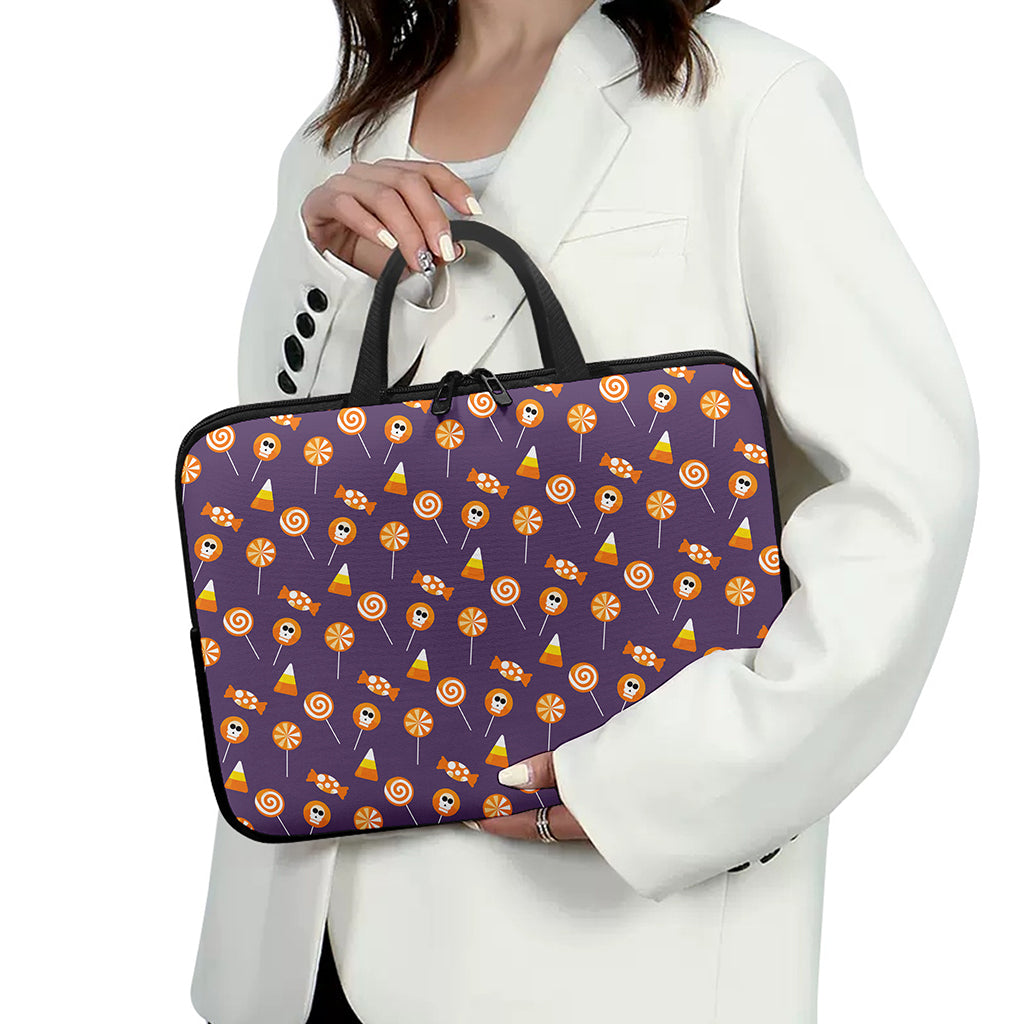 Cute Halloween Candy Pattern Print Laptop Sleeve With Handle