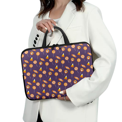 Cute Halloween Candy Pattern Print Laptop Sleeve With Handle