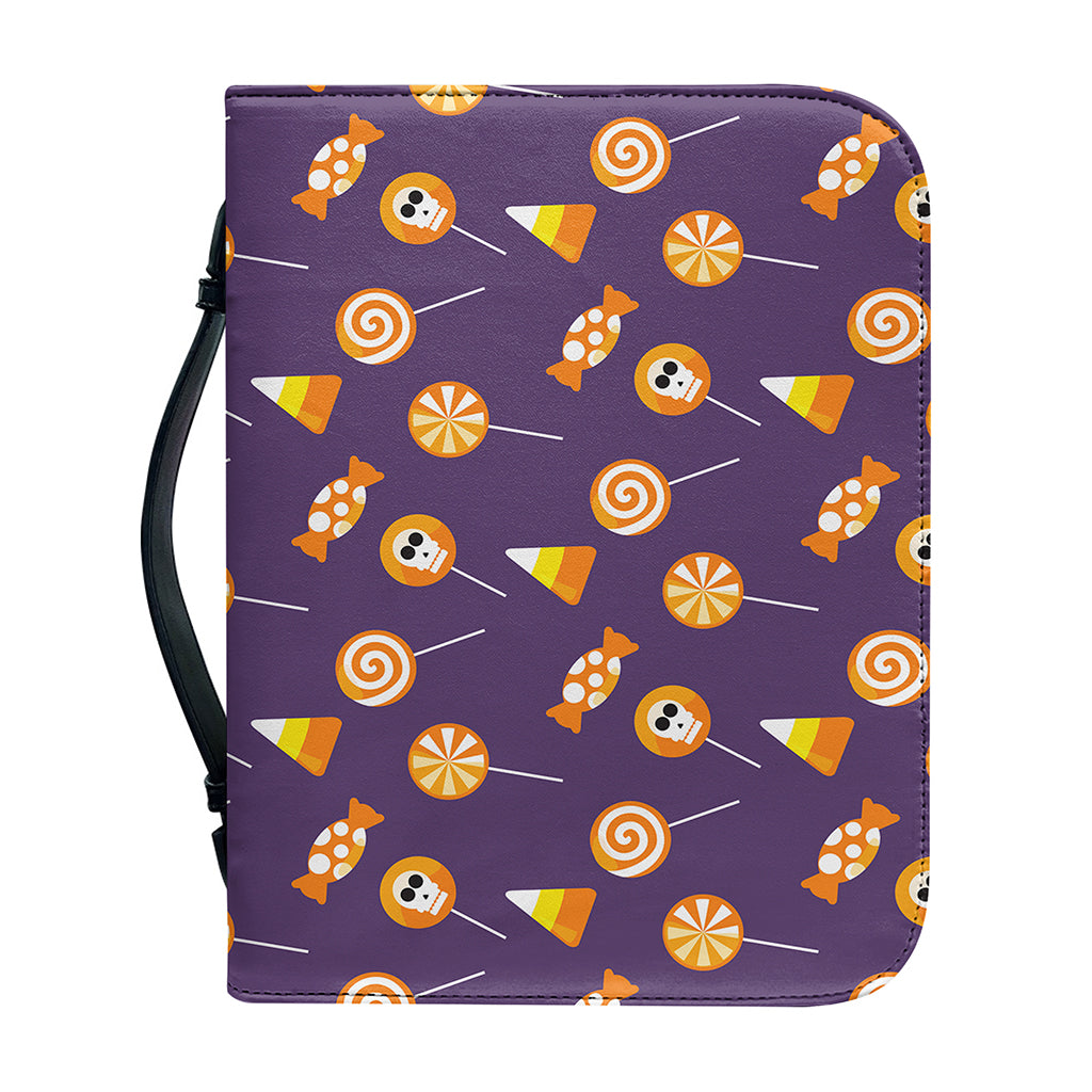 Cute Halloween Candy Pattern Print Leather Bible Cover