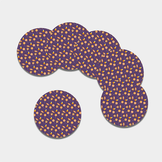 Cute Halloween Candy Pattern Print Leather Coaster Set
