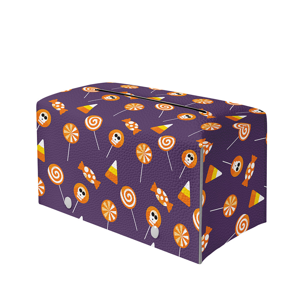 Cute Halloween Candy Pattern Print Leather Tissue Box Cover