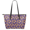 Cute Halloween Candy Pattern Print Leather Tote Bag With Zipper