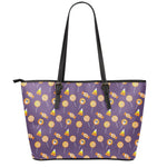 Cute Halloween Candy Pattern Print Leather Tote Bag