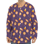 Cute Halloween Candy Pattern Print Long Sleeve Baseball Jersey