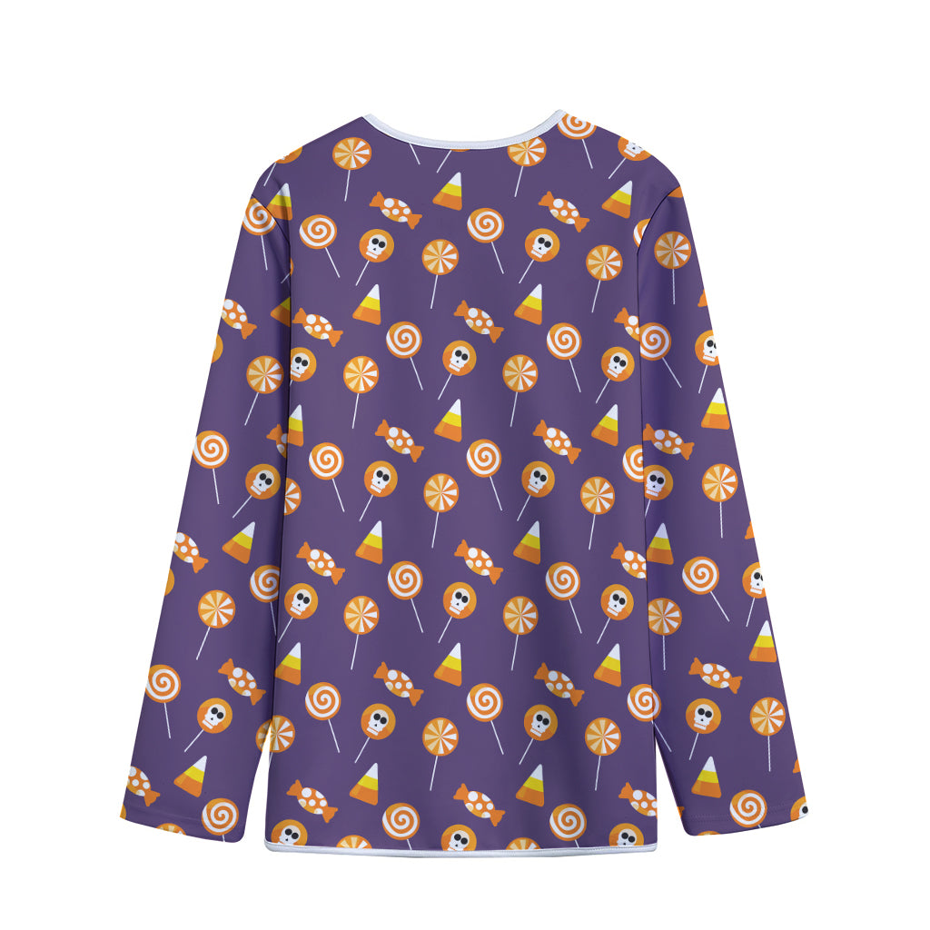 Cute Halloween Candy Pattern Print Long Sleeve Short Coat