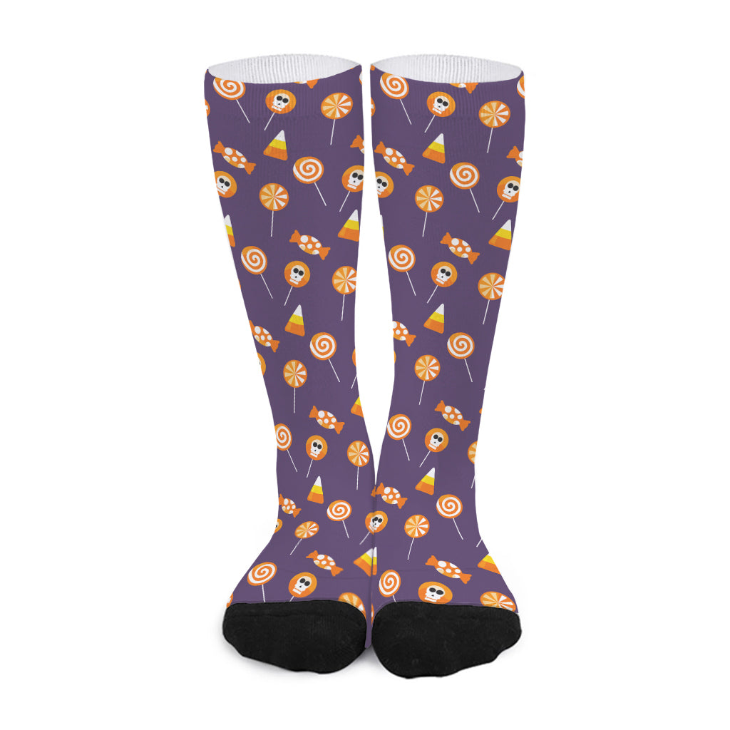 Cute Halloween Candy Pattern Print Long Socks