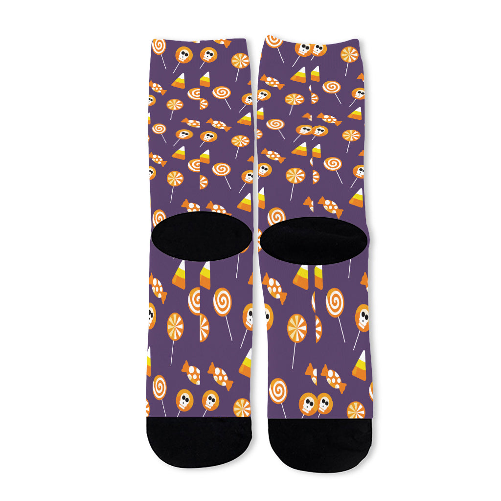 Cute Halloween Candy Pattern Print Long Socks
