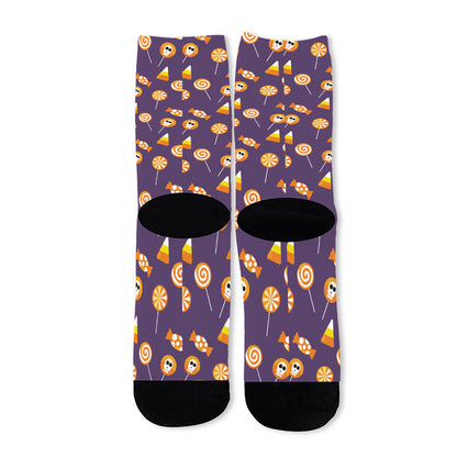 Cute Halloween Candy Pattern Print Long Socks