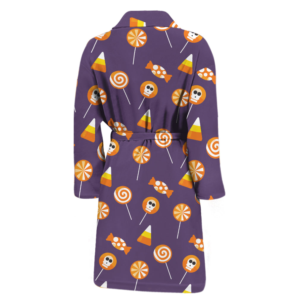 Cute Halloween Candy Pattern Print Men's Bathrobe