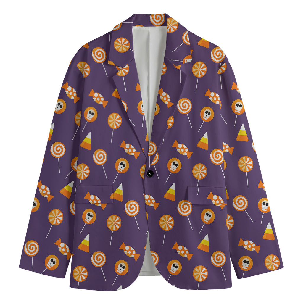 Cute Halloween Candy Pattern Print Men's Blazer