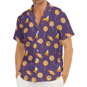 Cute Halloween Candy Pattern Print Men's Deep V-Neck Shirt