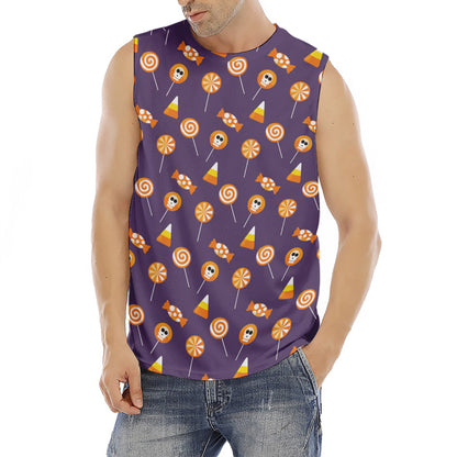 Cute Halloween Candy Pattern Print Men's Fitness Tank Top
