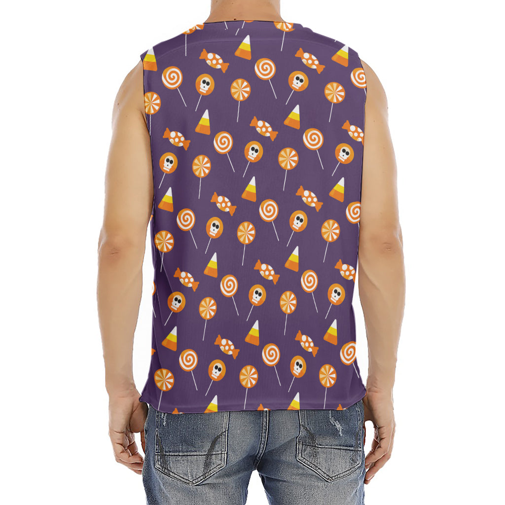 Cute Halloween Candy Pattern Print Men's Fitness Tank Top
