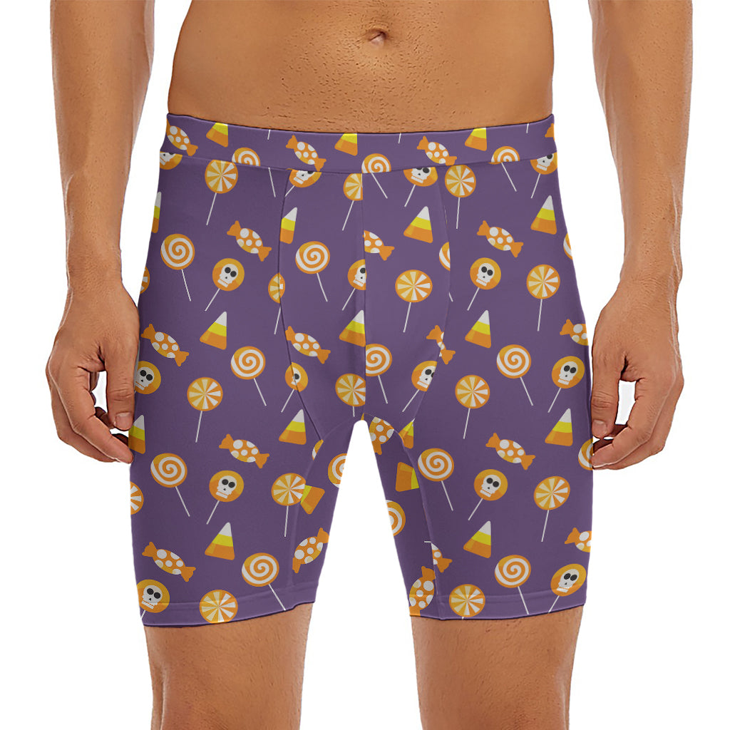 Cute Halloween Candy Pattern Print Men's Long Boxer Briefs