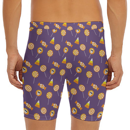 Cute Halloween Candy Pattern Print Men's Long Boxer Briefs