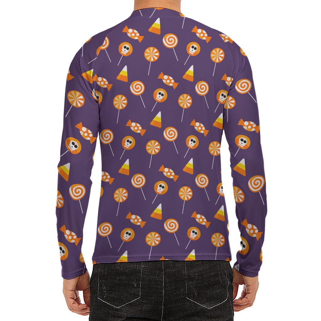 Cute Halloween Candy Pattern Print Men's Long Sleeve Rash Guard