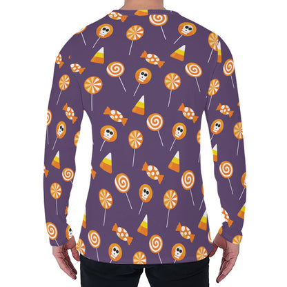 Cute Halloween Candy Pattern Print Men's Long Sleeve T-Shirt