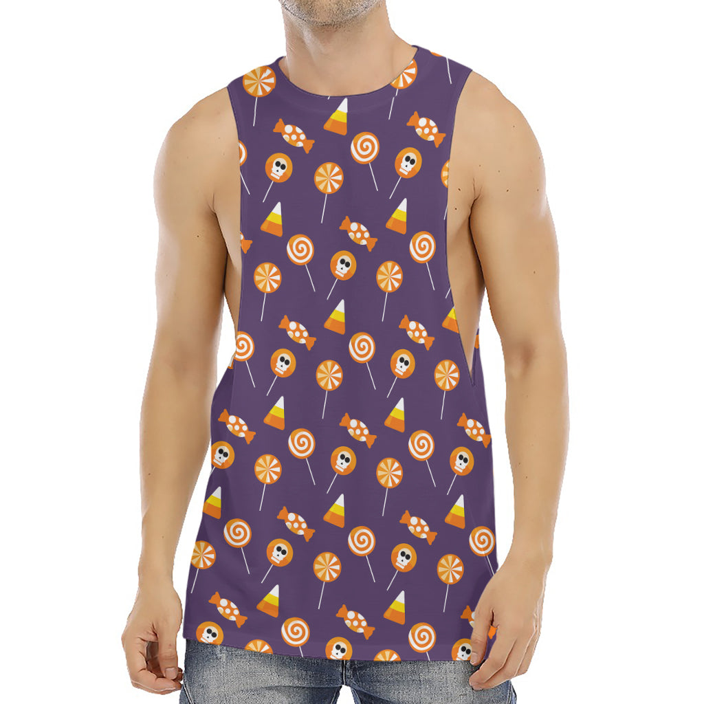 Cute Halloween Candy Pattern Print Men's Muscle Tank Top