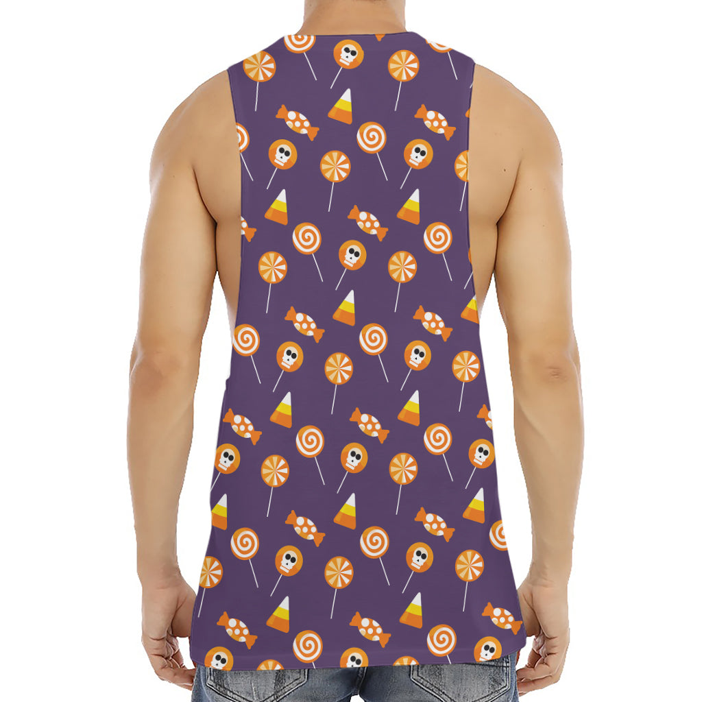 Cute Halloween Candy Pattern Print Men's Muscle Tank Top