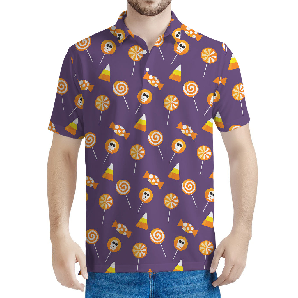 Cute Halloween Candy Pattern Print Men's Polo Shirt