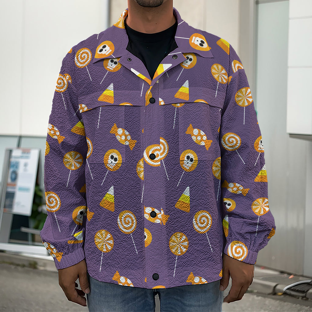 Cute Halloween Candy Pattern Print Men's Shirt Jacket