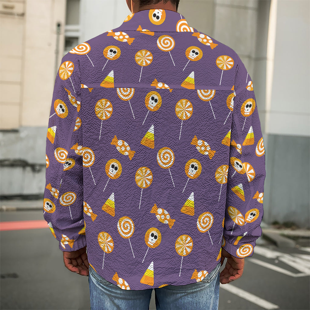 Cute Halloween Candy Pattern Print Men's Shirt Jacket